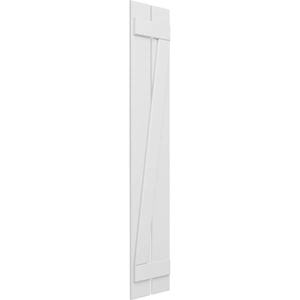 True Fit PVC, Two Board Spaced Board-n-Batten Shutters W/Z-Bar, Unfinished , 11 1/4W X 101H